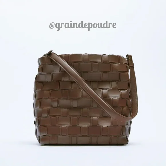 Zara | Bags | Rare Zara Chocolate Brown Woven Leather Bucket